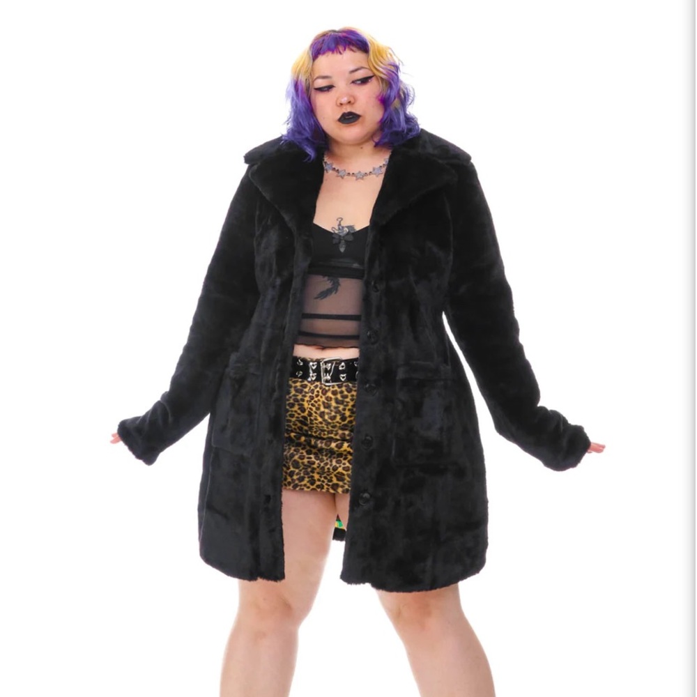 Tunnel Vision Mary Black Faux Fur Coat